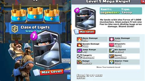 max level to mega knight clash royale.
